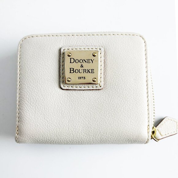Dooney & Bourke Pebble Leather Zip Aound Wallet White Ivory Vintage - Picture 3 of 8